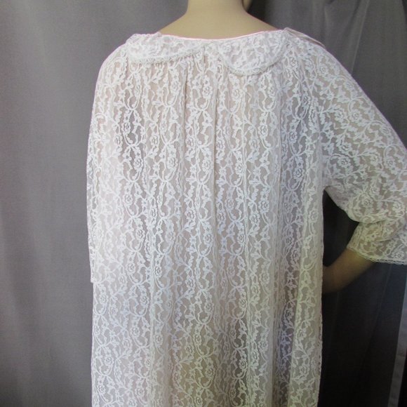 SALE Lovely Whisper Pink Lace Negligee Robe Miss Siren - Picture 6 of 12